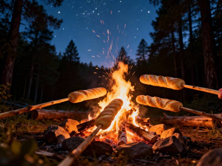 Lagerfeuer mit Stockbrot